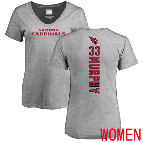 Arizona Cardinals Ash Women Byron Murphy Backer V-Neck NFL Football #33 T Shirt